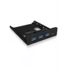 USB šakotuvas ICY BOX IB-HUB1418-i3 — GL3520/ASM1543, juodas, 101×137×25 mm