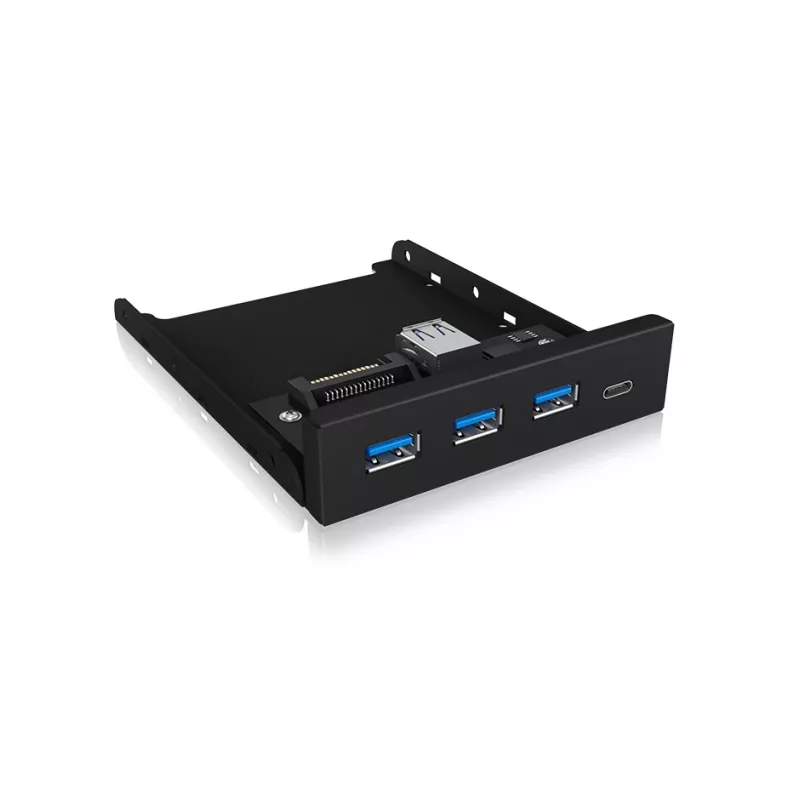 USB šakotuvas ICY BOX IB-HUB1418-i3 — GL3520/ASM1543, juodas, 101×137×25 mm