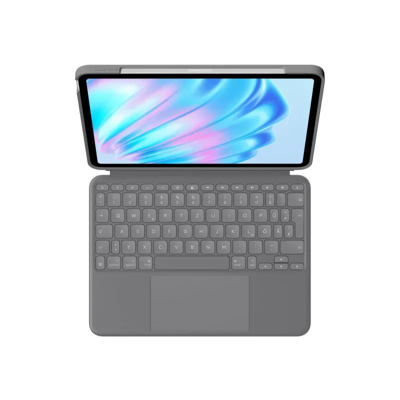 LOGITECH Combo Touch klaviatūrinis dėklas, skirtas iPad Air 11 colių 5 kartos, Oxford Grey, Qwertz Deutsch