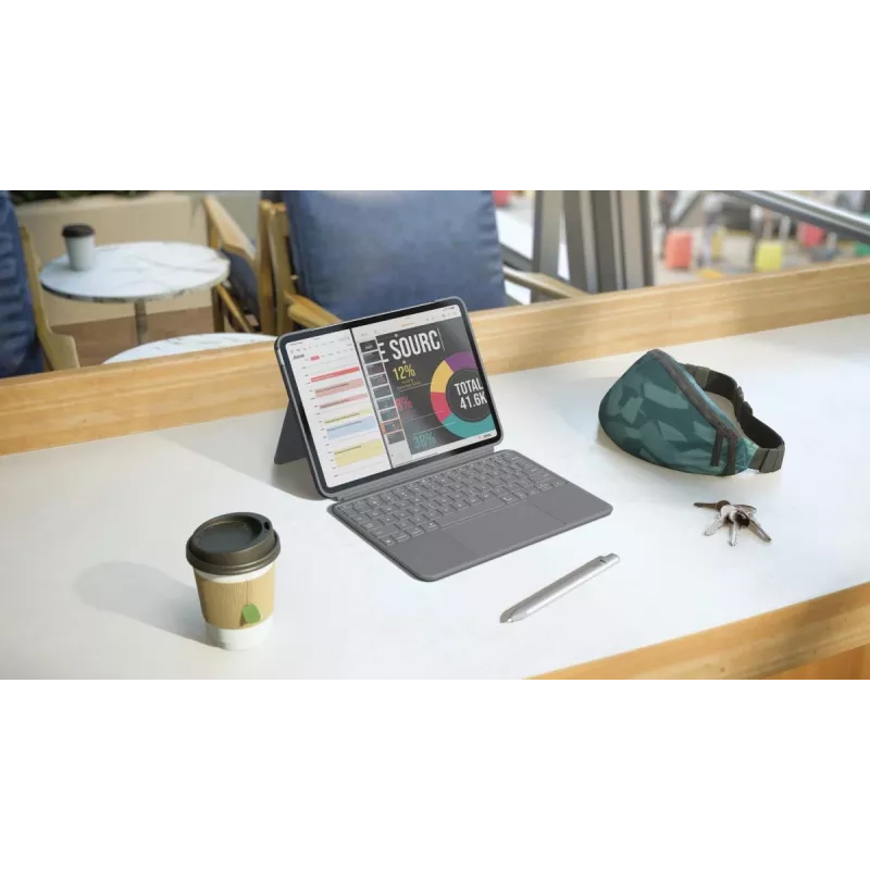 LOGITECH Combo Touch klaviatūrinis dėklas, skirtas iPad Air 11 colių 5 kartos, Oxford Grey, Qwertz Deutsch