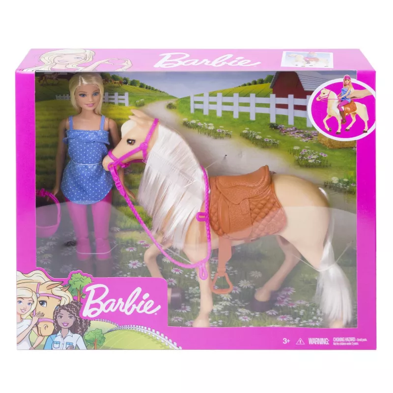 Barbie lėlė su arkliu, mados lėlė, moteriška, 3 m, mergaitėms, 250 mm, 480 g