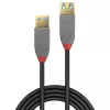 Lindy 36763 Anthra Line USB 3.2 Gen 1 Type A ilginamasis kabelis, USB-A kištukas – USB-A lizdas, 5 Gbps, 3 m, juodas/pilkas
