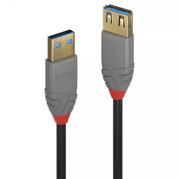 Lindy 2 m USB 3.2 tipo A ilginimo kabelis, 5 Gbps, Anthra Line, juodas