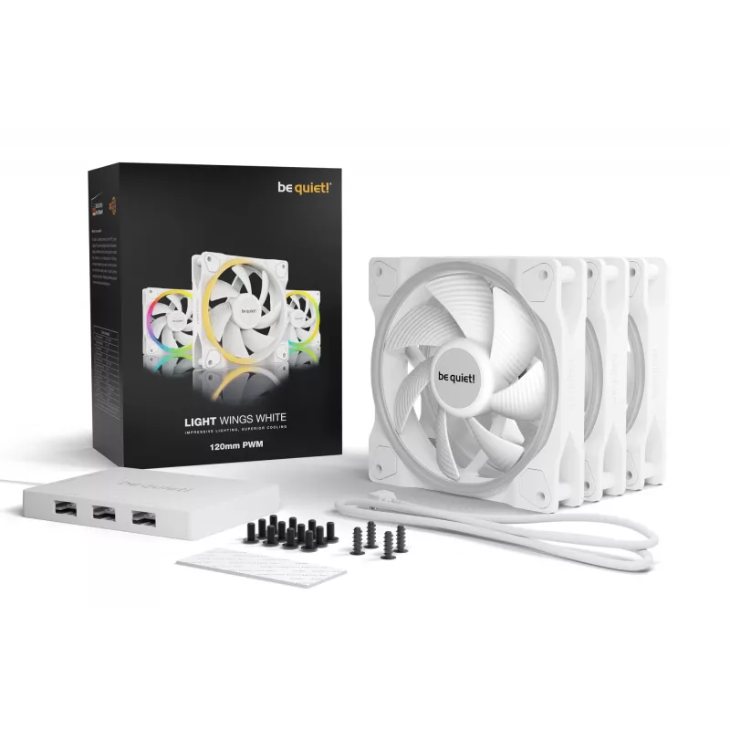 be quiet! Light Wings White 120mm PWM Triple Pack | 3 vnt. 12 cm kompiuterio korpuso ventiliatoriai
