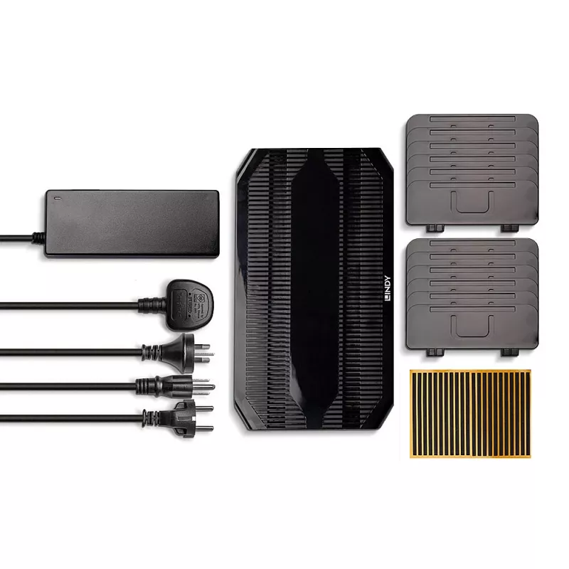 Lindy 96W 10 prievadų USB įkrovimo stotelė, laisvai pastatoma, plastikinė, juoda