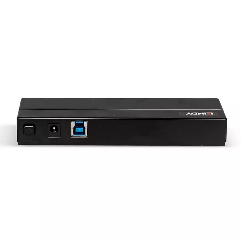 Lindy 7 prievadų USB 3.0 šakotuvas su BC 1.2 įkrovimu, juodas, plastikinis
