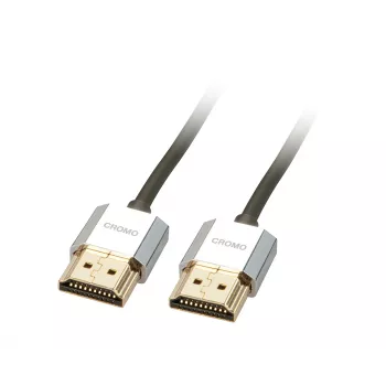 Lindy 1m CROMO Slim High Speed HDMI laidas su Ethernet, 1 m, HDMI A tipo (standartinis), HDMI A tipo (standartinis), 3D, juoda