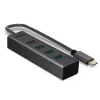Lindy 43325 4 prievadų USB 3.2 Gen 1 Type-C šakotuvas, 4x USB-A, 5 Gbps, pilkas, aliuminis/plastikas