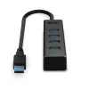 Lindy 43325 4 prievadų USB 3.2 Gen 1 Type-C šakotuvas, 4x USB-A, 5 Gbps, pilkas, aliuminis/plastikas