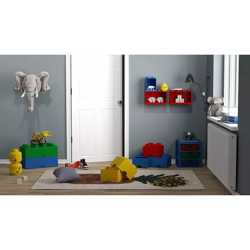 Sieninė lentyna Room Copenhagen LEGO Brick Shelf 8+4 Raudona, 2 lentynos