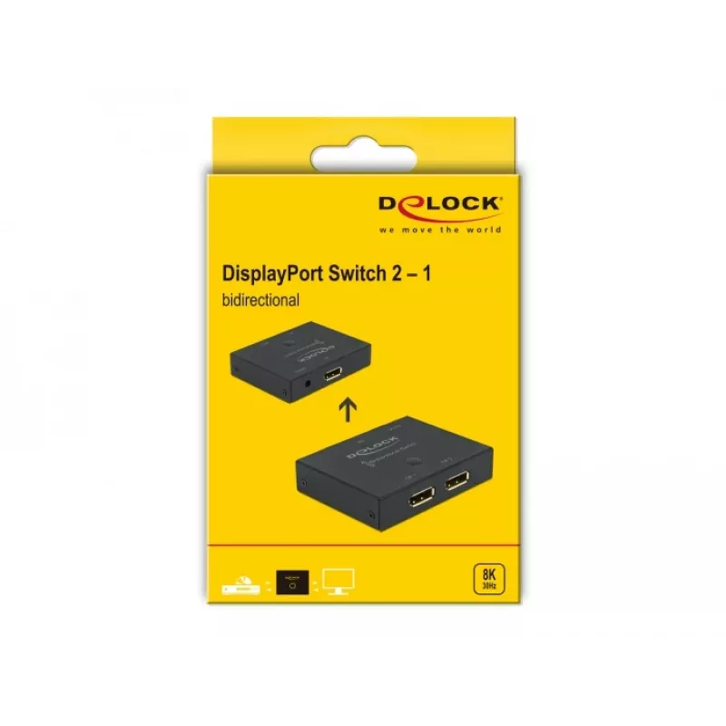 DELOCK DisplayPort 2 į 1 jungiklis – dvipusis 8K 30Hz