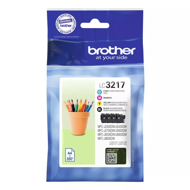 Brother LC3217VAL kasečių rinkinys 4 vnt. Originalus juoda, žydra, raudona, geltona