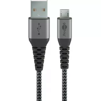 USB kabelis Wentronic 49282 USB 2.0 1 m Micro-USB B USB A juodai pilkas