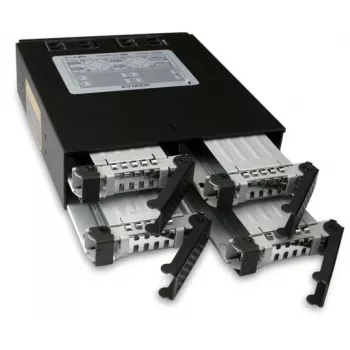Icy Dock ToughArmor MB994SP-4SB-1 pilno metalo 4 lizdų 2,5 colio SATA HDD ir SSD krepšys išoriniam 5,25 colio lizdui