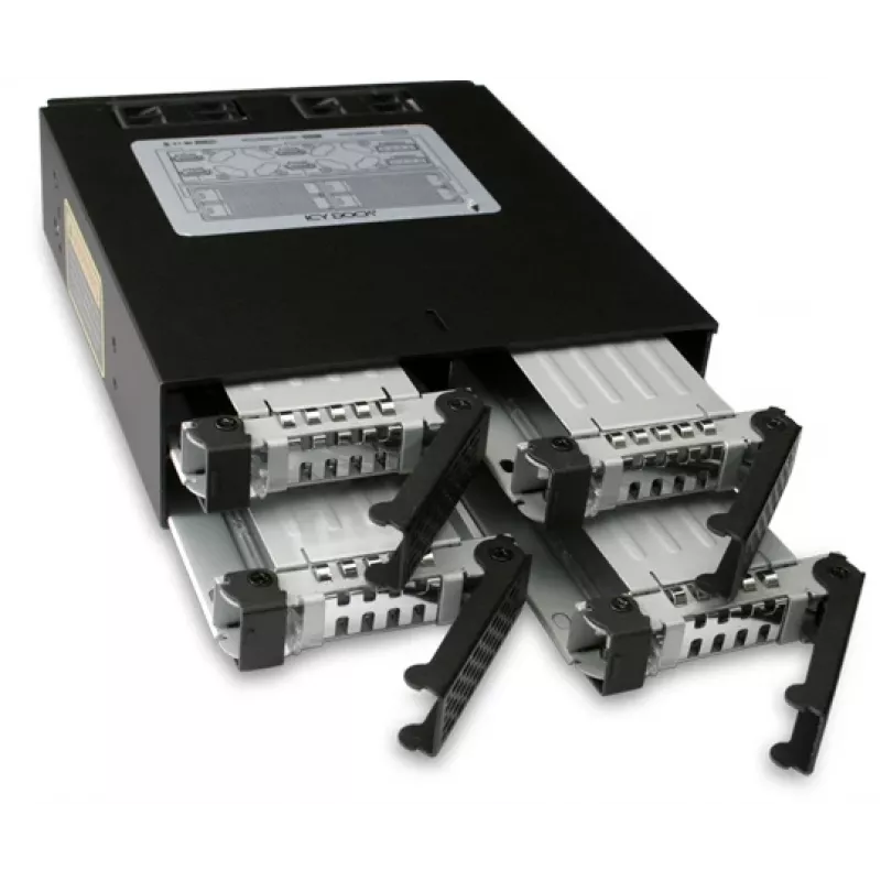 Icy Dock ToughArmor MB994SP-4SB-1 pilno metalo 4 lizdų 2,5 colio SATA HDD ir SSD krepšys išoriniam 5,25 colio lizdui