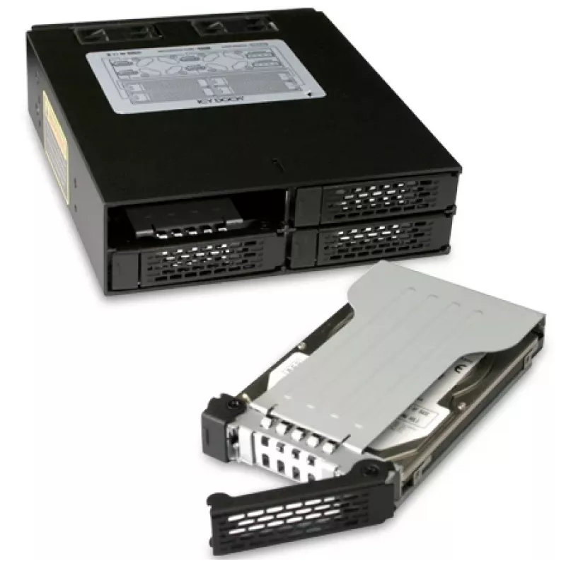 Icy Dock ToughArmor MB994SP-4SB-1 pilno metalo 4 lizdų 2,5 colio SATA HDD ir SSD krepšys išoriniam 5,25 colio lizdui