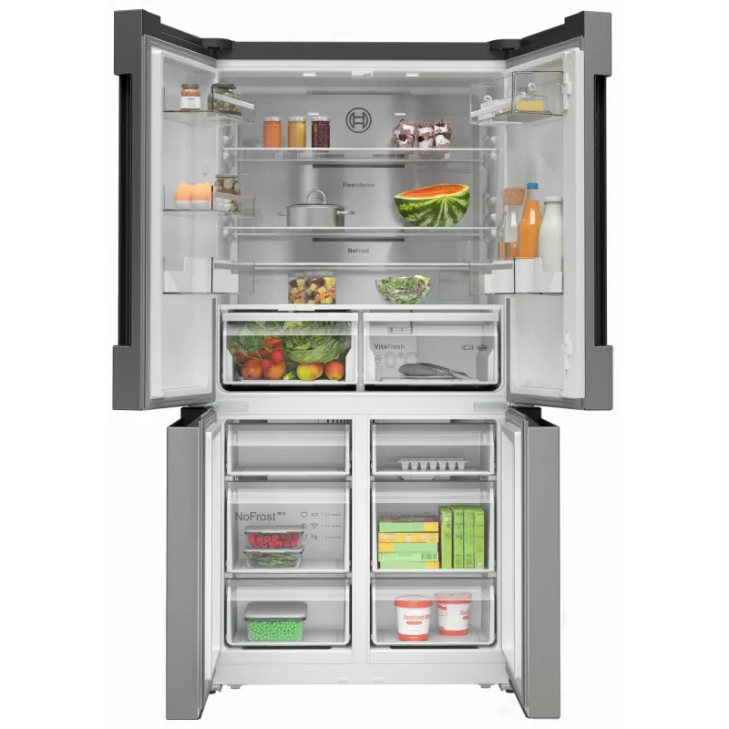 Šaldytuvas Bosch Serie 4 KFN96APEA šaldiklis šone, laisvai pastatomas, 605 L, nerūdijantis plienas
