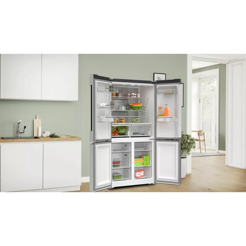 Šaldytuvas Bosch Serie 4 KFN96APEA šaldiklis šone, laisvai pastatomas, 605 L, nerūdijantis plienas