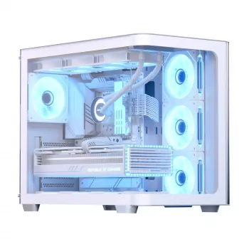 PC korpusas Aerocool P500C Midi Tower Baltas ATX Šoninis PSU 3x120mm Ventiliatoriai