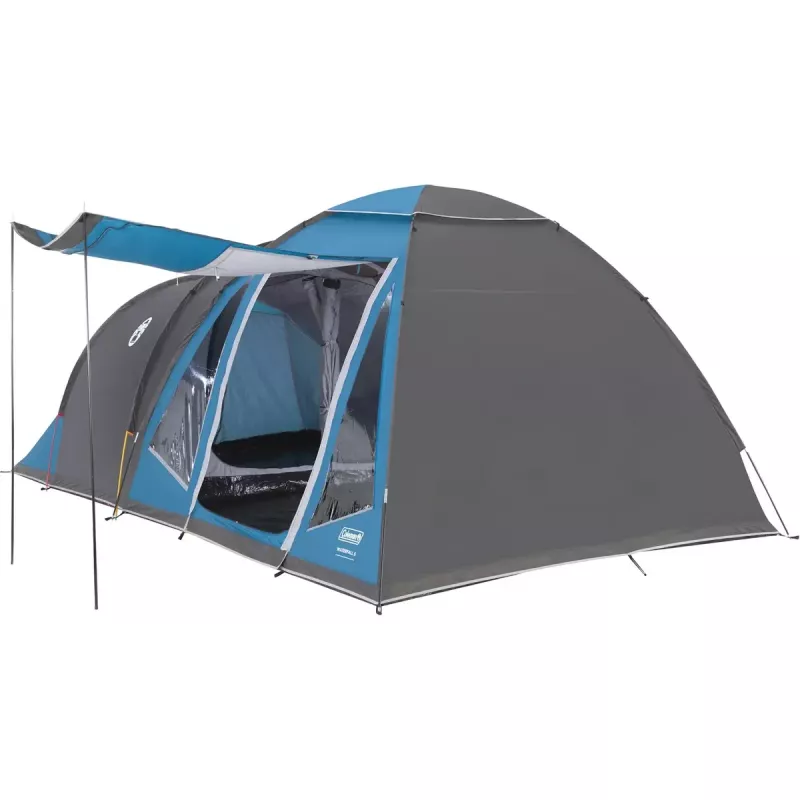 Kupolinė palapinė su tuneliniu priestatu COLEMAN Waterfall 5 (Model 2025), mėlyna/pilka