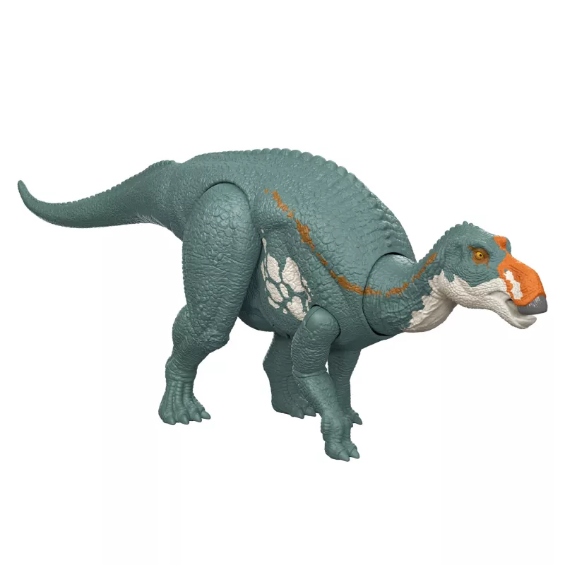 MATTEL Jurassic World Rebirth Wild Roar Maiasaura dinozauras, valdomas uodegos judesiu, atakos garsas