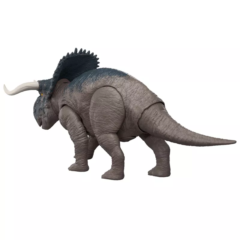Jurassic World Rebirth laukinis riaumojantis Nasutoceratops dinozaurų žaislas, valdomas uodegos ataka ir garsas