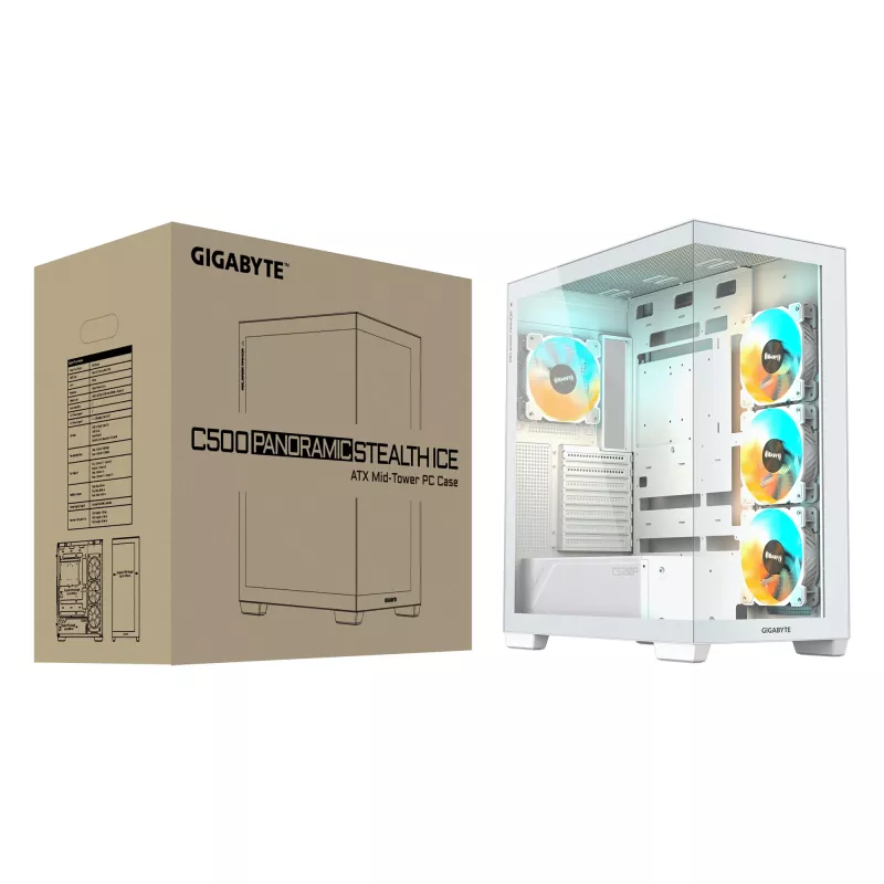 GIGABYTE C500 PANORAMIC STEALTH Midi Tower Baltas
