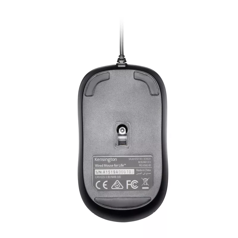 Kensington Wired ValuMouse, ambidekstrinė, optinė, USB Type-A, 1000 DPI, juoda