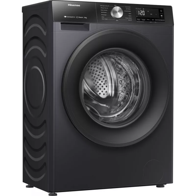 Hisense WF3S8043BB3 skalbimo mašina, pakraunama iš priekio, 8 kg, 1400 aps./min., juoda