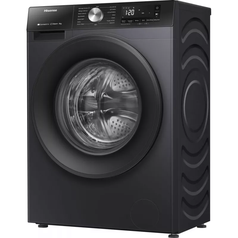 Hisense WF3S8043BB3 skalbimo mašina, pakraunama iš priekio, 8 kg, 1400 aps./min., juoda