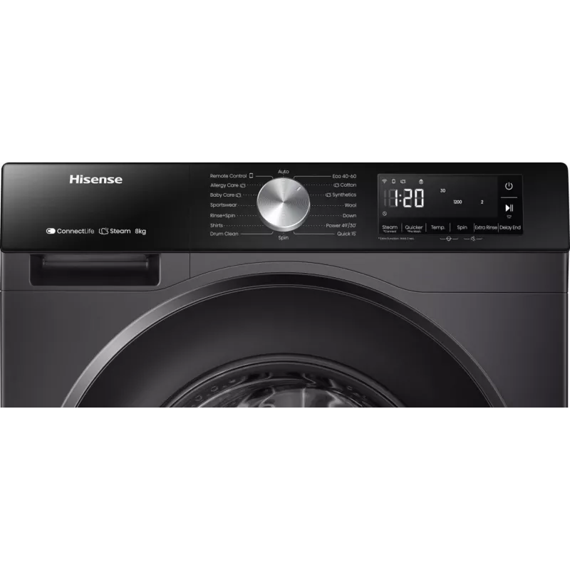 Hisense WF3S8043BB3 skalbimo mašina, pakraunama iš priekio, 8 kg, 1400 aps./min., juoda