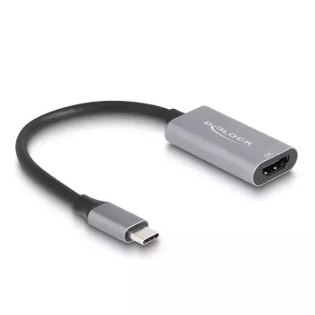 DeLOCK HDMI kabelis 0,15 m, HDMI Type A (moteriška) į USB Type-C (vyriška), juoda/pilka, 60020