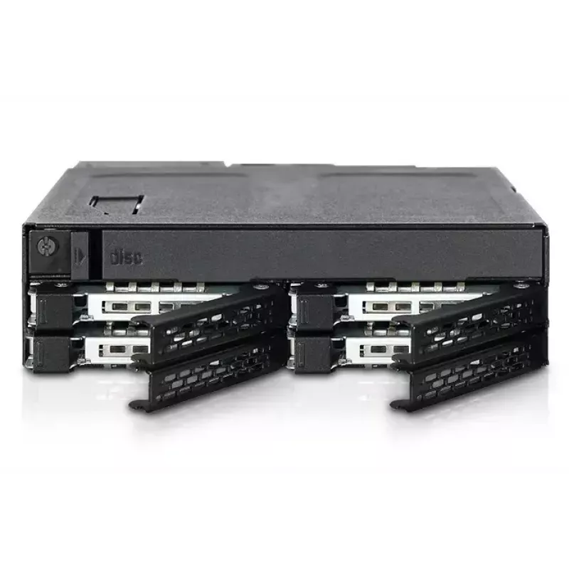 Plokštė 5.25 inch su 4x 2.5 inch SATA/SAS karštojo keitimo lizdais ir optiniu disku lizdu Icy Dock MB604SPO-B Juoda