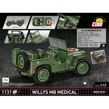 Konstruktorius COBI Willys MB Medical 1131 dalių, nuo 10 metų