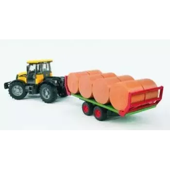 BRUDER 02220 priekabos modelis su šieno ritiniais, 1:16