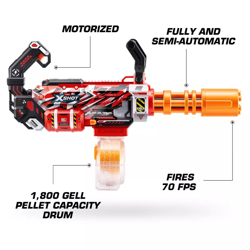 Gel blaster Zuru XSHOT Hyper Gel Gattlin Blaster su besisukančiu vamzdžiu