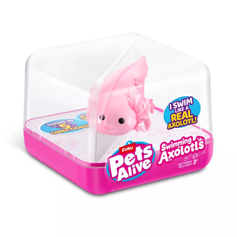 Minkštas žaislas Zuru Pets Alive Swimming Axolotls pliušinis aksolotlis, žaislinio katino dydis, modelis 9556UQ1
