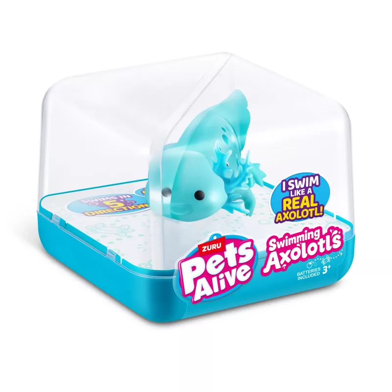 Minkštas žaislas Zuru Pets Alive Swimming Axolotls pliušinis aksolotlis, žaislinio katino dydis, modelis 9556UQ1