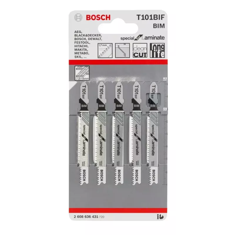 Bosch 2 608 636 431 pjūklo geležtė pjūkleliui T 101 BIF Special bimetalinė 5 vnt.