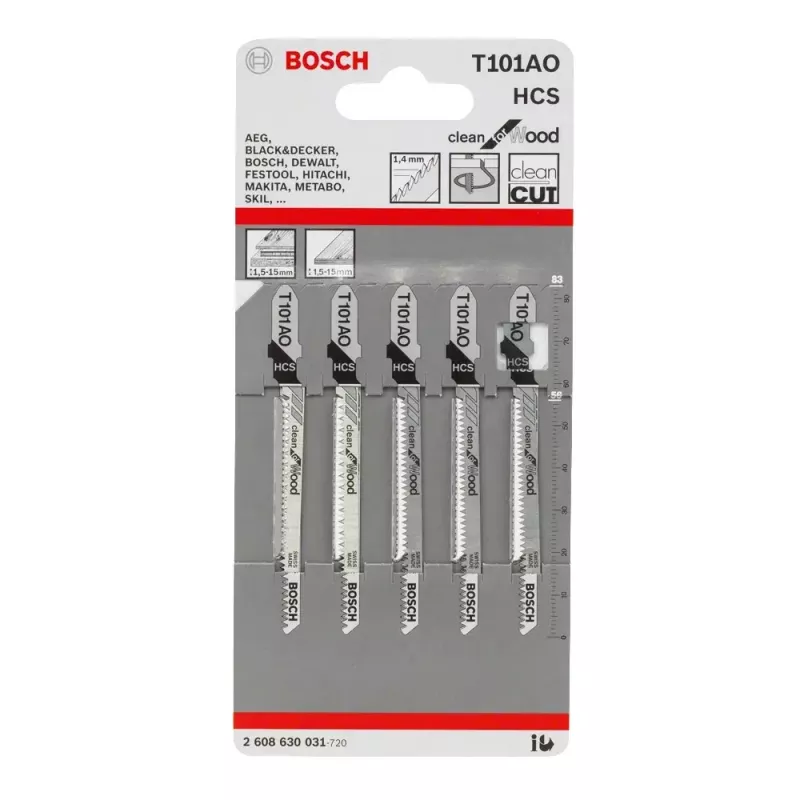 Pjūklelio geležtė Bosch 2 608 630 031 (T 101 AO Clean for Wood) HCS 5 vnt.