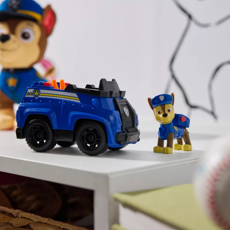 PAW Patrol Chase’s Patrol Cruiser žaislinis automobilis su kolekcine figūrėle