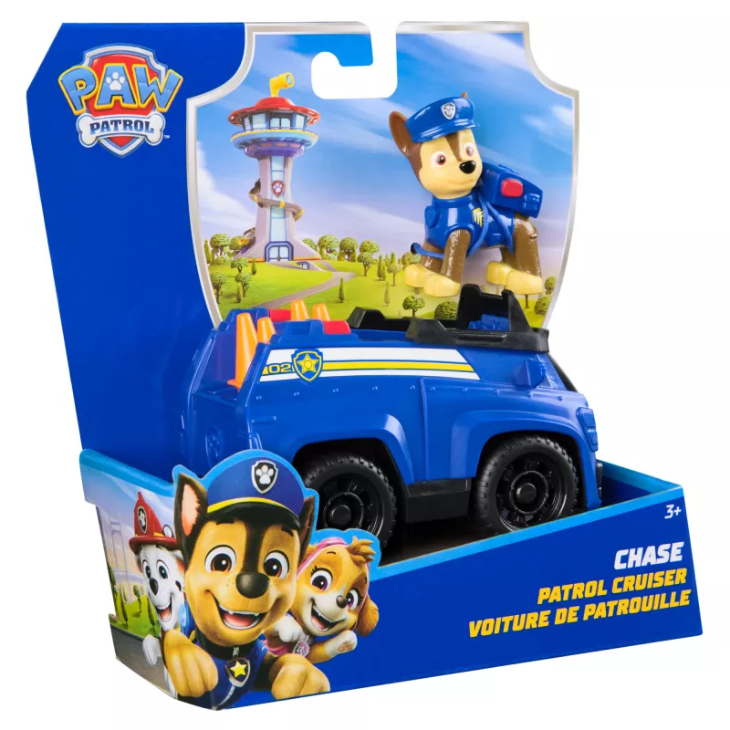 PAW Patrol Chase’s Patrol Cruiser žaislinis automobilis su kolekcine figūrėle