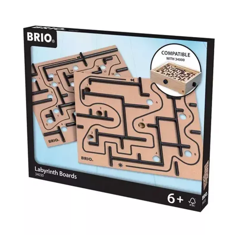 Medinė labirinto lentelė Ravensburger BRIO Labyrinth Boards, juoda, 273×228×9 mm, nuo 6 m.