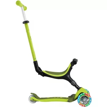 Paspirtukas GLOBBER Go-Up Active Lights — reguliuojamas aukštis, LED šviesos, žalios spalvos