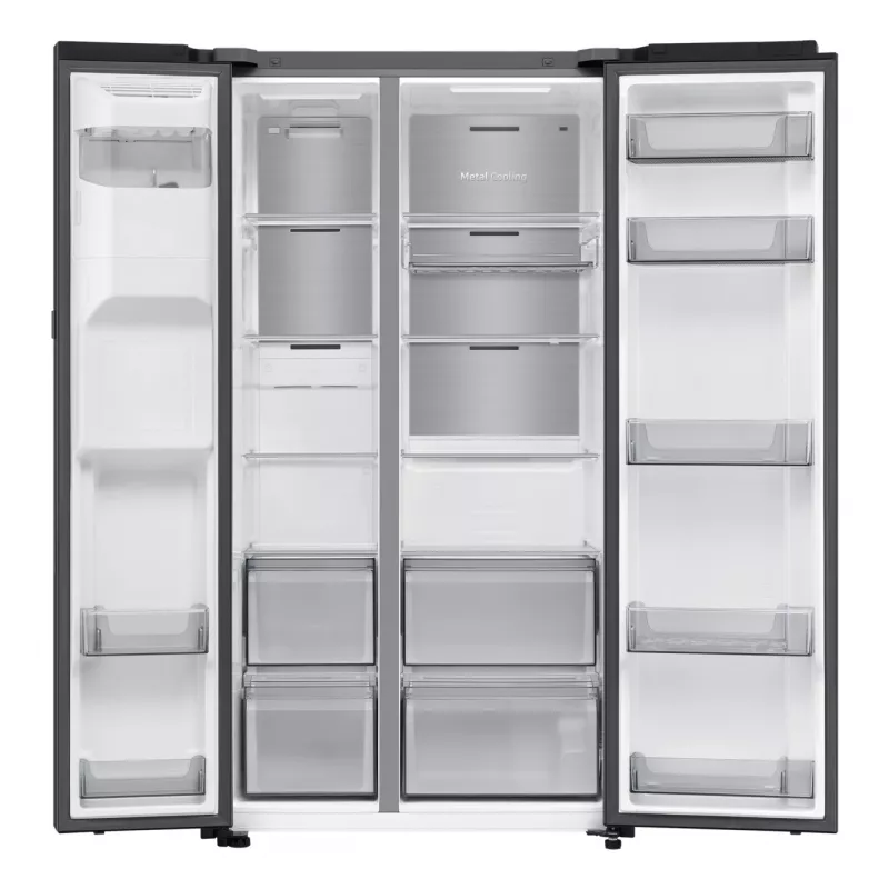 Samsung RS80F64KEF šaldytuvas šalia šaldiklio, laisvai pastatomas, 640 L, juodas