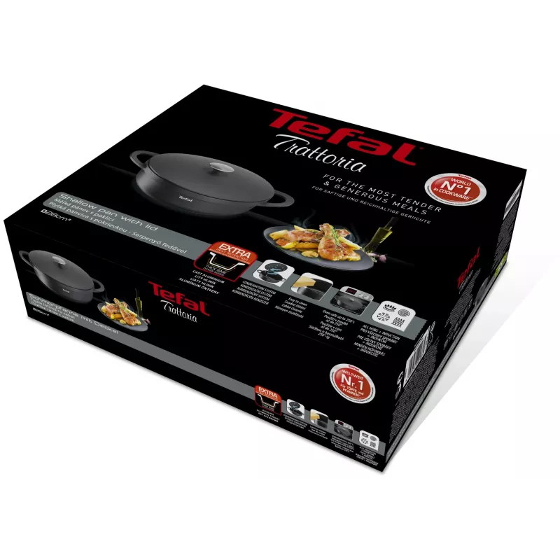 Keptuvė Tefal Trattoria E2187274 Apvali Juoda Aliuminė 28 cm