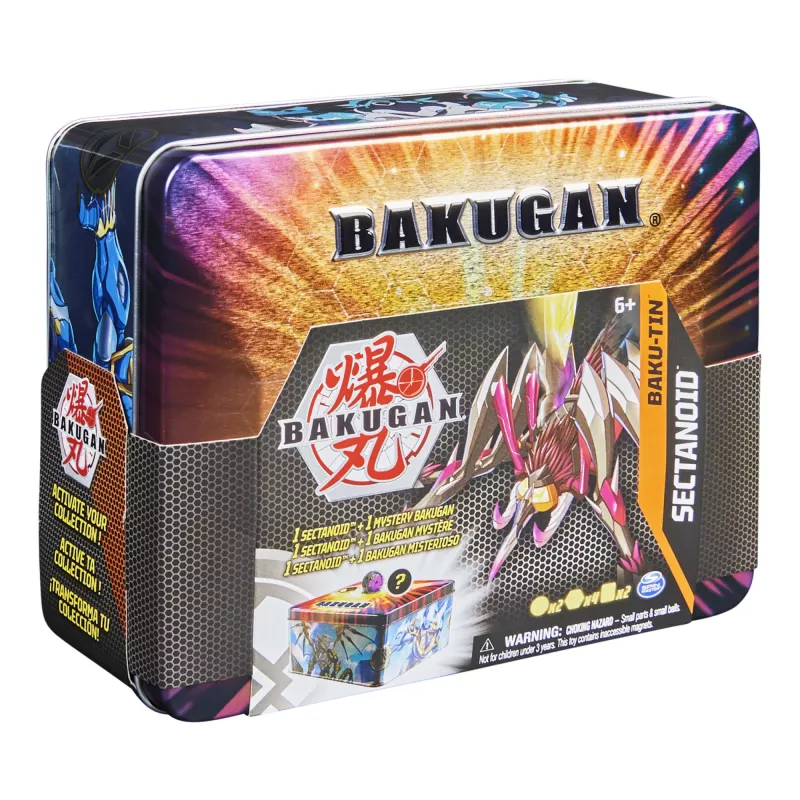 Bakugan Baku-Tin Sectanoid – Premium kolekcinė dėžutė su paslaptingu Bakugan, kortomis ir BakuCores
