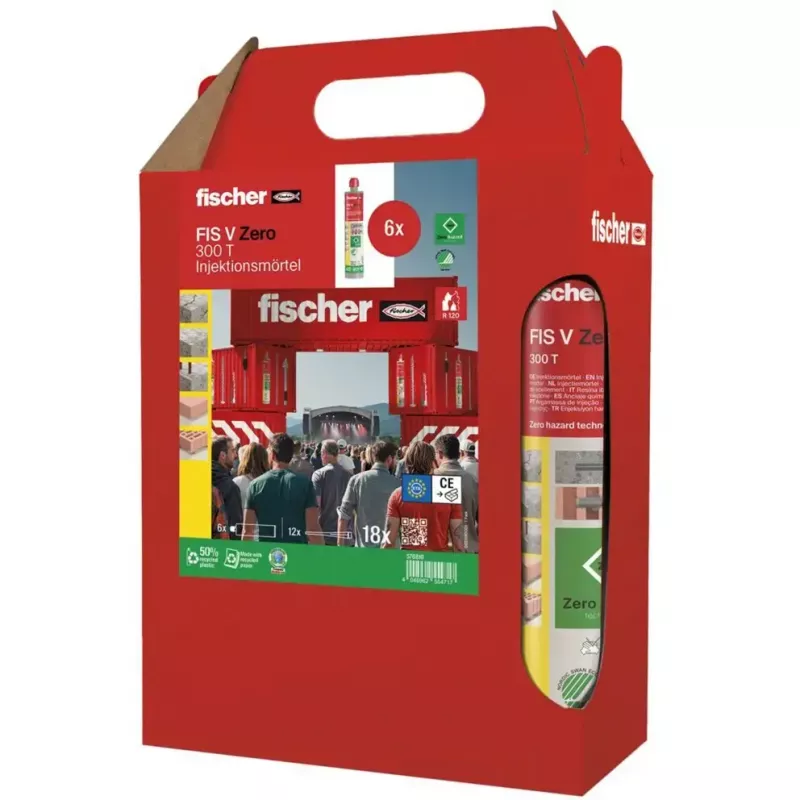 Injekcinis skiedinys FISCHER FIS V Zero 300 T, 6 × 300 ml kasetės (žalios)