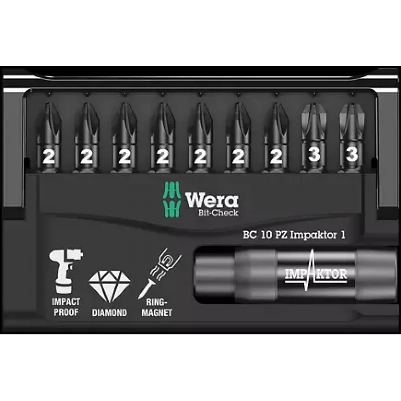 Wera 05057684001 antgalių rinkinys su Impaktor technologija, 9 vnt., 25 mm