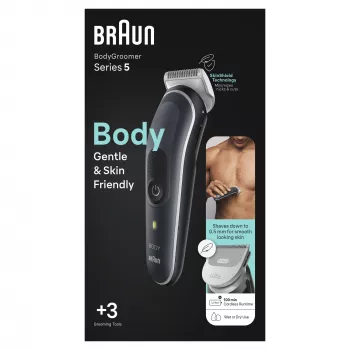Braun BodyGroomer 5 BG5340 kūno kirpimo mašinėlė su SkinShield technologija ir 2 antgaliais